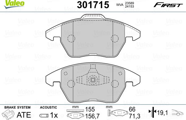 Valeo 301715 - Kit pastiglie freno, Freno a disco www.autoricambit.com