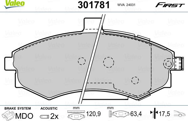 Valeo 301781 - Kit pastiglie freno, Freno a disco www.autoricambit.com