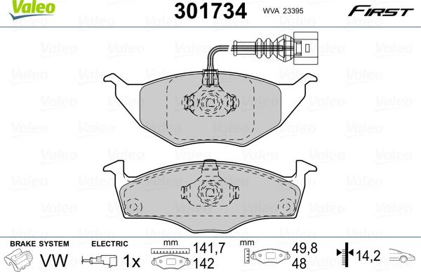 Valeo 301734 - Kit pastiglie freno, Freno a disco www.autoricambit.com