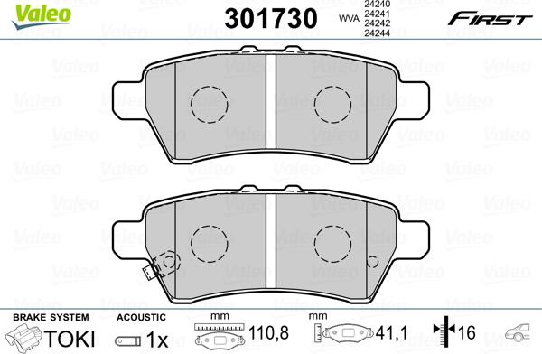 Valeo 301730 - Kit pastiglie freno, Freno a disco www.autoricambit.com