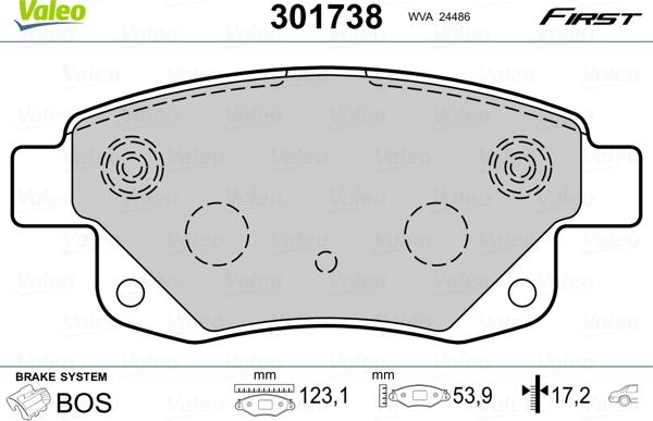 Valeo 301738 - Kit pastiglie freno, Freno a disco www.autoricambit.com