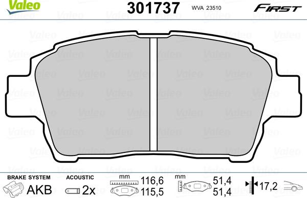 Valeo 301737 - Kit pastiglie freno, Freno a disco www.autoricambit.com