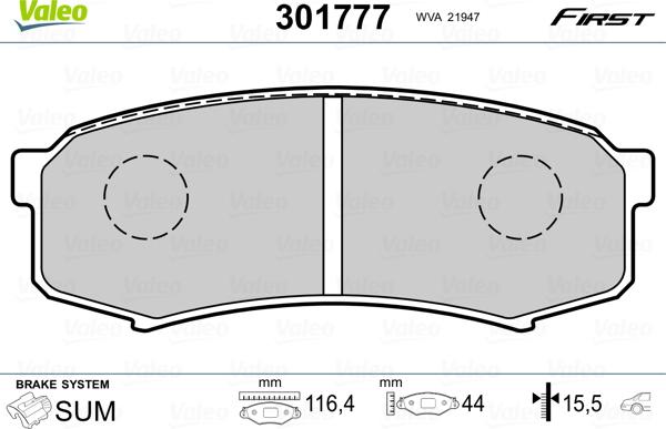 Valeo 301777 - Kit pastiglie freno, Freno a disco www.autoricambit.com