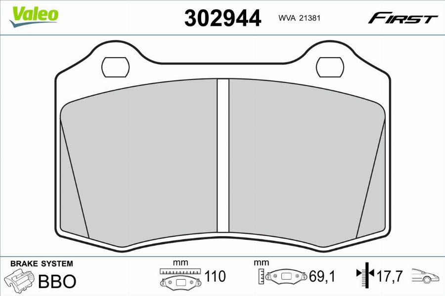 Valeo 302944 - Kit pastiglie freno, Freno a disco www.autoricambit.com