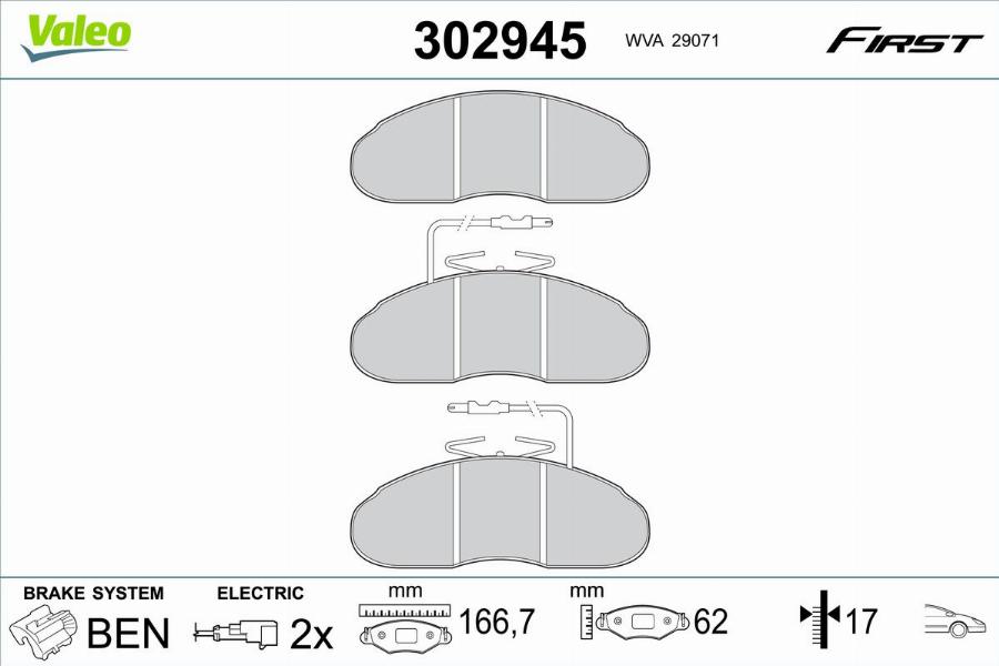 Valeo 302945 - Kit pastiglie freno, Freno a disco www.autoricambit.com