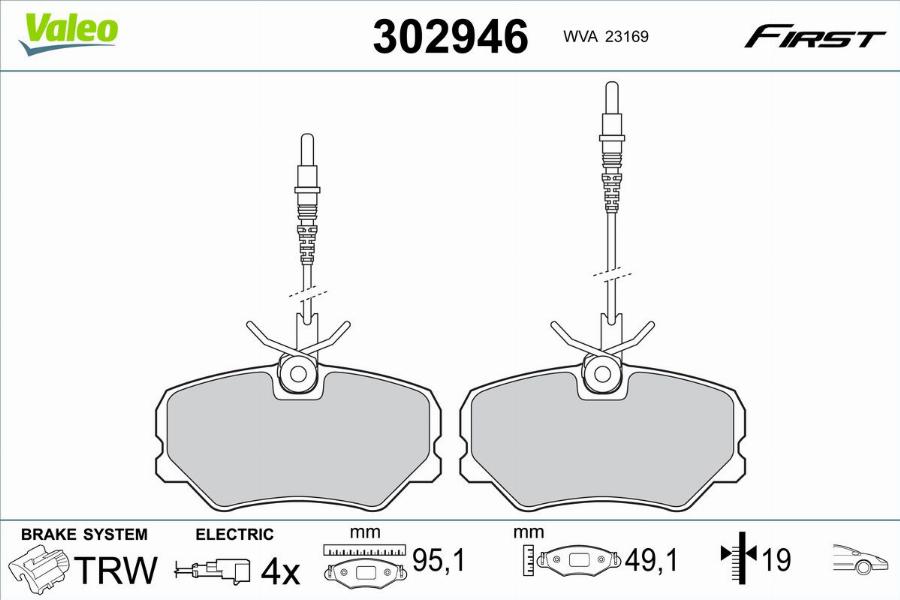 Valeo 302946 - Kit pastiglie freno, Freno a disco www.autoricambit.com