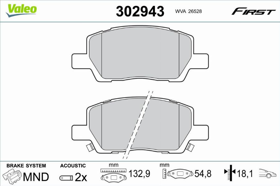 Valeo 302943 - Kit pastiglie freno, Freno a disco www.autoricambit.com