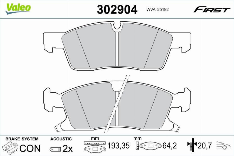 Valeo 302904 - Kit pastiglie freno, Freno a disco www.autoricambit.com