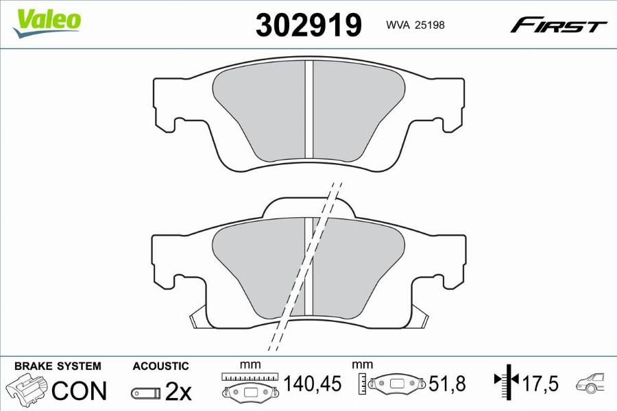 Valeo 302919 - Kit pastiglie freno, Freno a disco www.autoricambit.com