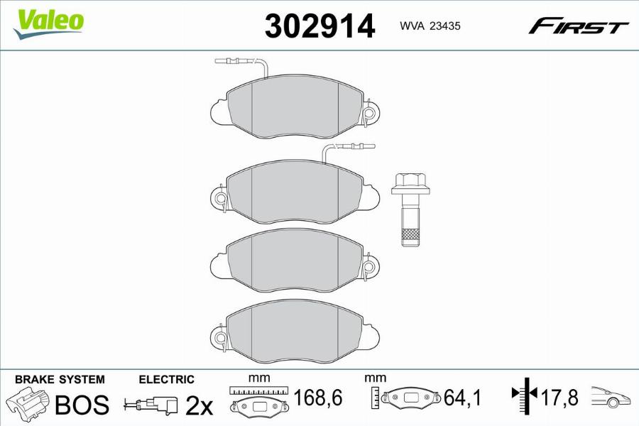 Valeo 302914 - Kit pastiglie freno, Freno a disco www.autoricambit.com