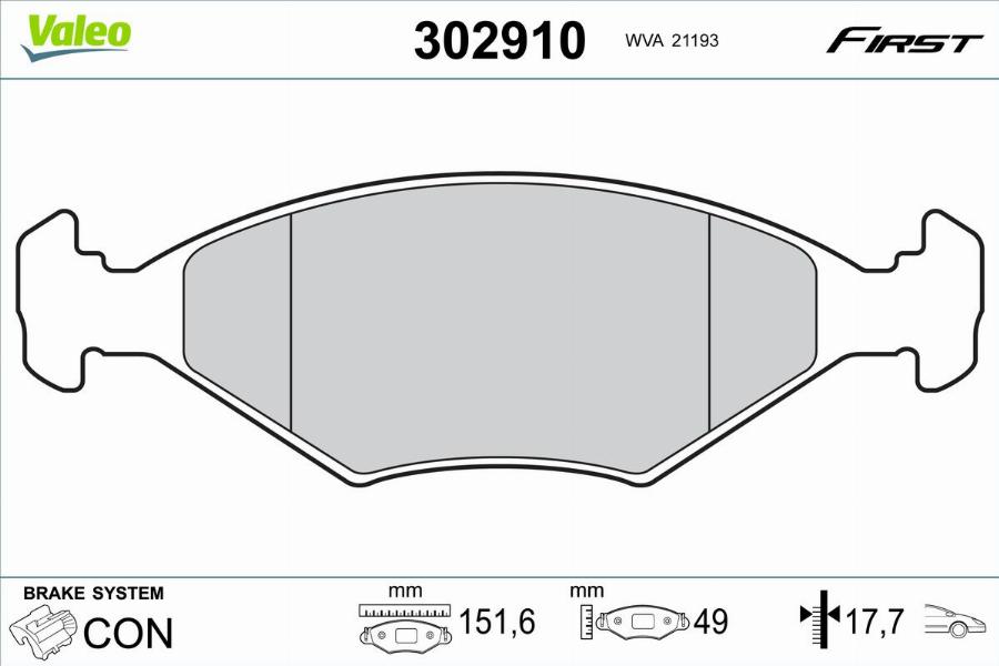 Valeo 302910 - Kit pastiglie freno, Freno a disco www.autoricambit.com