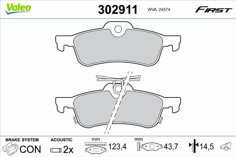 Valeo 302911 - Kit pastiglie freno, Freno a disco www.autoricambit.com