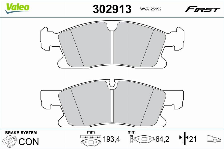 Valeo 302913 - Kit pastiglie freno, Freno a disco www.autoricambit.com