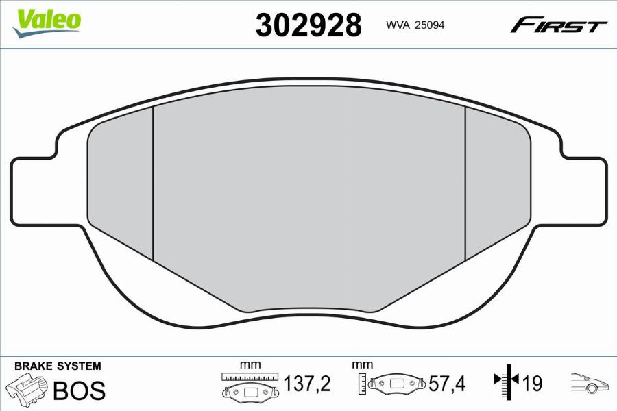 Valeo 302928 - Kit pastiglie freno, Freno a disco www.autoricambit.com