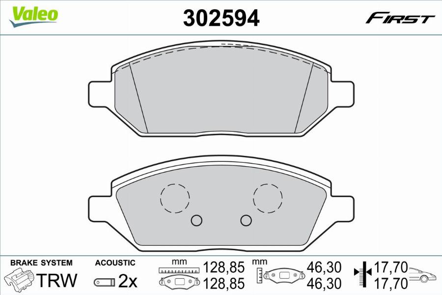 Valeo 302594 - Kit pastiglie freno, Freno a disco www.autoricambit.com