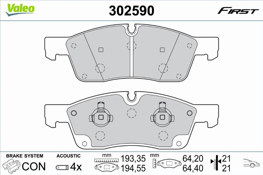 Valeo 302590 - Kit pastiglie freno, Freno a disco www.autoricambit.com