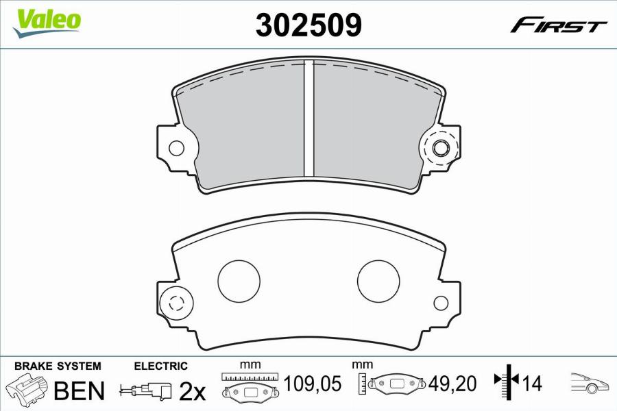 Valeo 302509 - Kit pastiglie freno, Freno a disco www.autoricambit.com