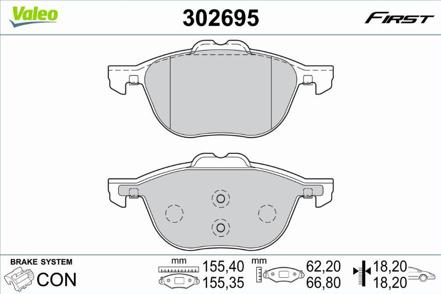 Valeo 302695 - Kit pastiglie freno, Freno a disco www.autoricambit.com