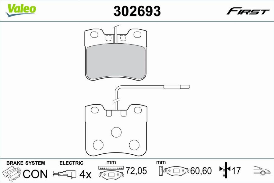 Valeo 302693 - Kit pastiglie freno, Freno a disco www.autoricambit.com