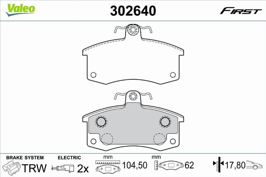 Valeo 302640 - Kit pastiglie freno, Freno a disco www.autoricambit.com