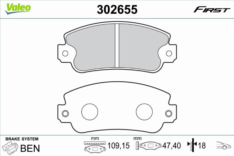 Valeo 302655 - Kit pastiglie freno, Freno a disco www.autoricambit.com