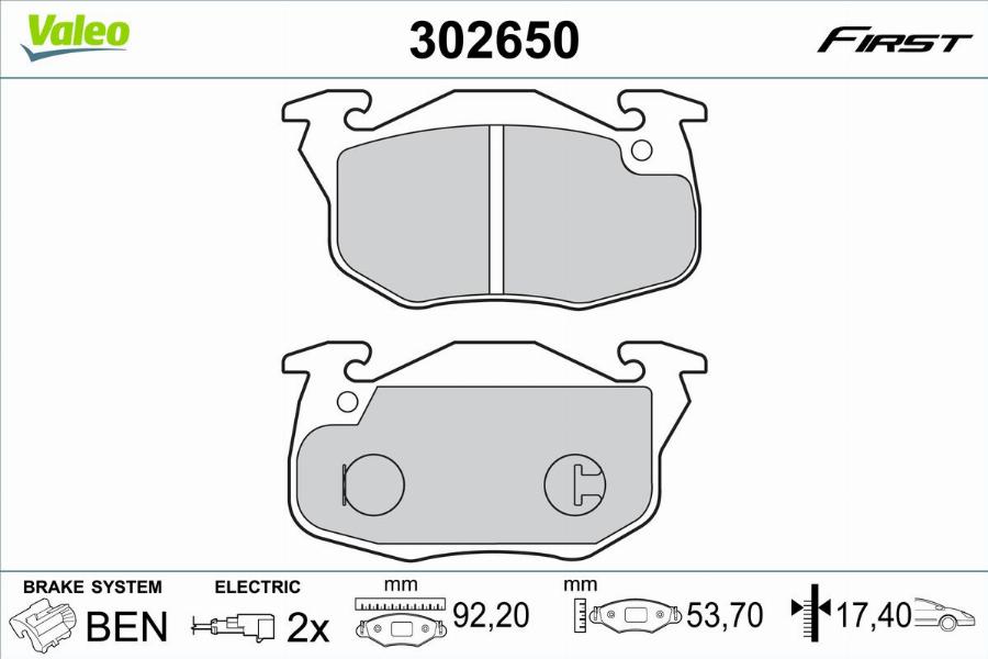 Valeo 302650 - Kit pastiglie freno, Freno a disco www.autoricambit.com