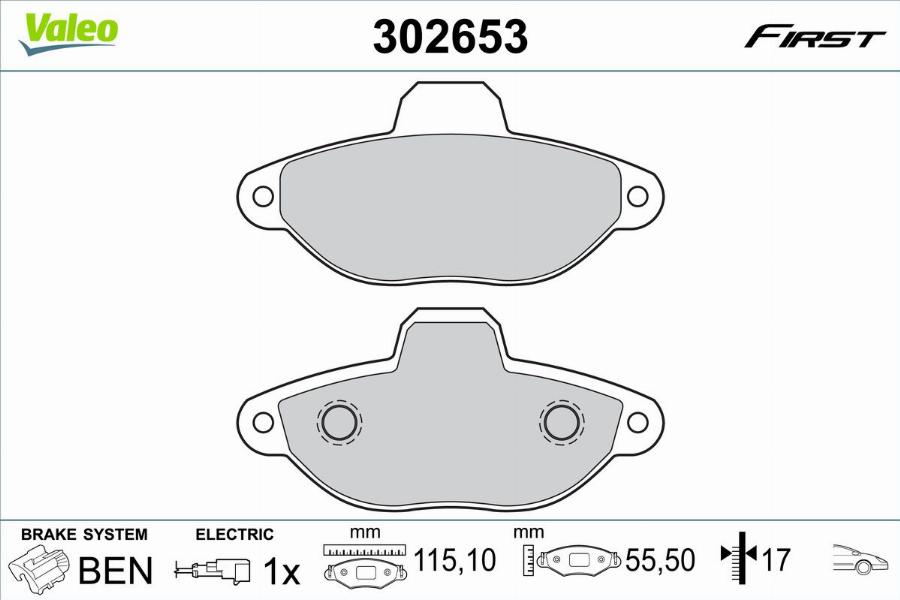 Valeo 302653 - Kit pastiglie freno, Freno a disco www.autoricambit.com