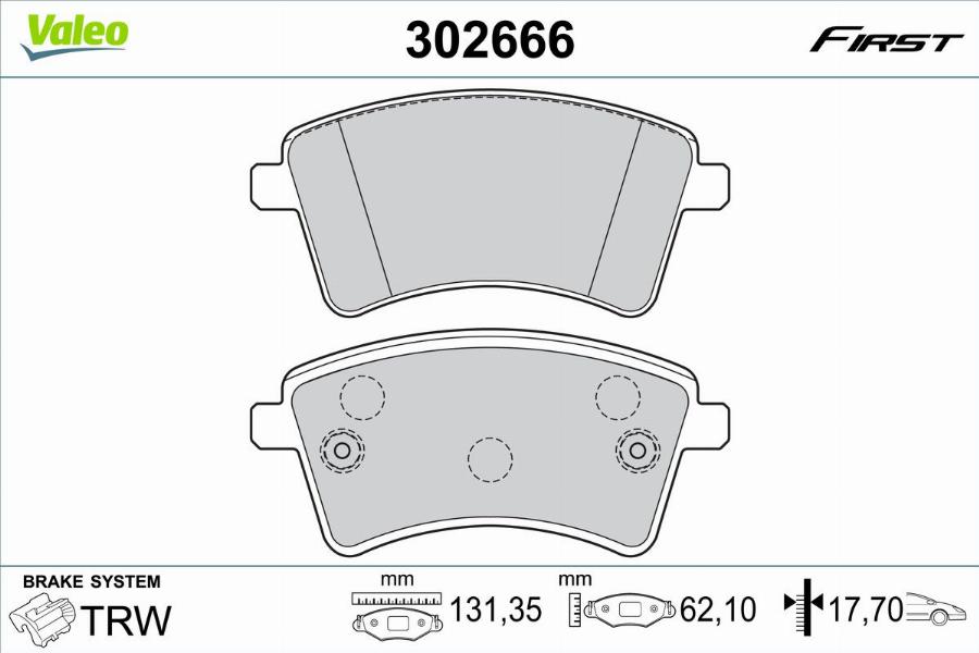 Valeo 302666 - Kit pastiglie freno, Freno a disco www.autoricambit.com