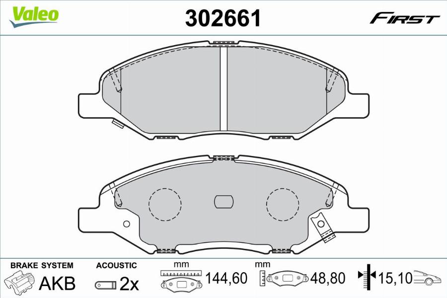 Valeo 302661 - Kit pastiglie freno, Freno a disco www.autoricambit.com