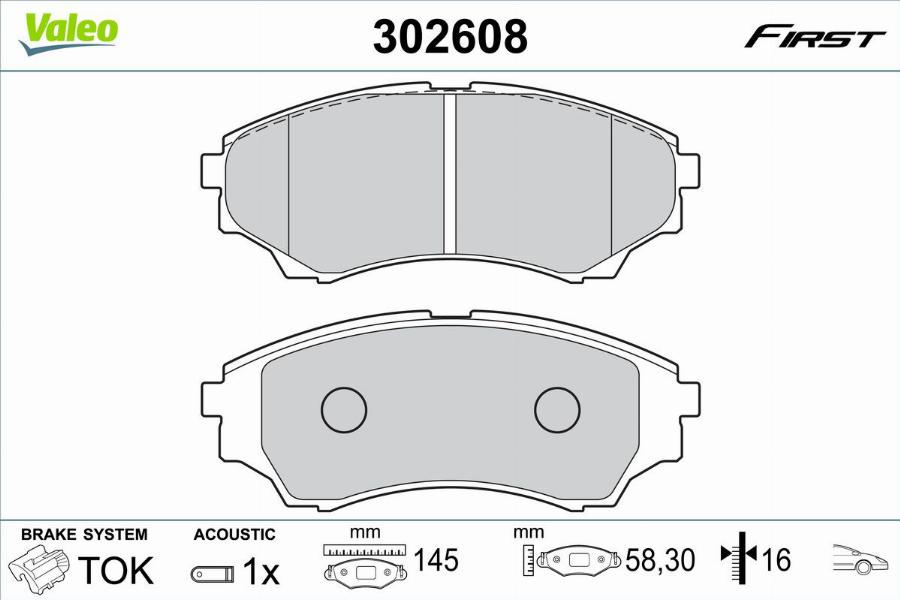 Valeo 302608 - Kit pastiglie freno, Freno a disco www.autoricambit.com