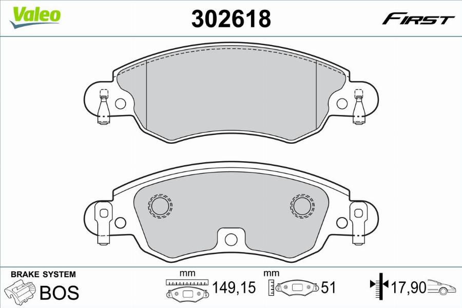 Valeo 302618 - Kit pastiglie freno, Freno a disco www.autoricambit.com