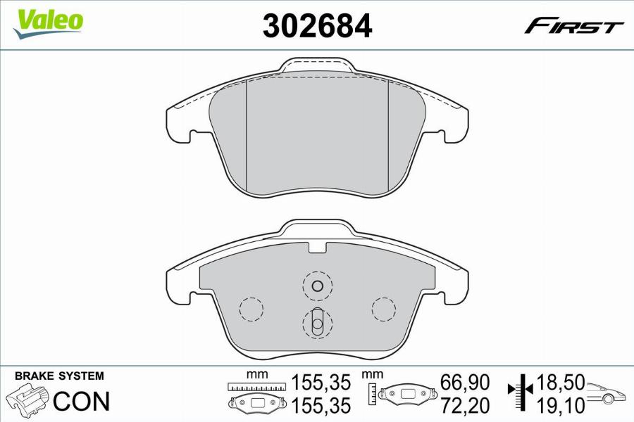 Valeo 302684 - Kit pastiglie freno, Freno a disco www.autoricambit.com