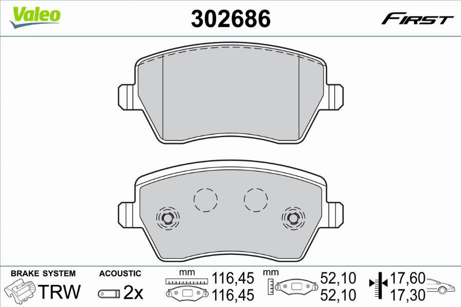 Valeo 302686 - Kit pastiglie freno, Freno a disco www.autoricambit.com