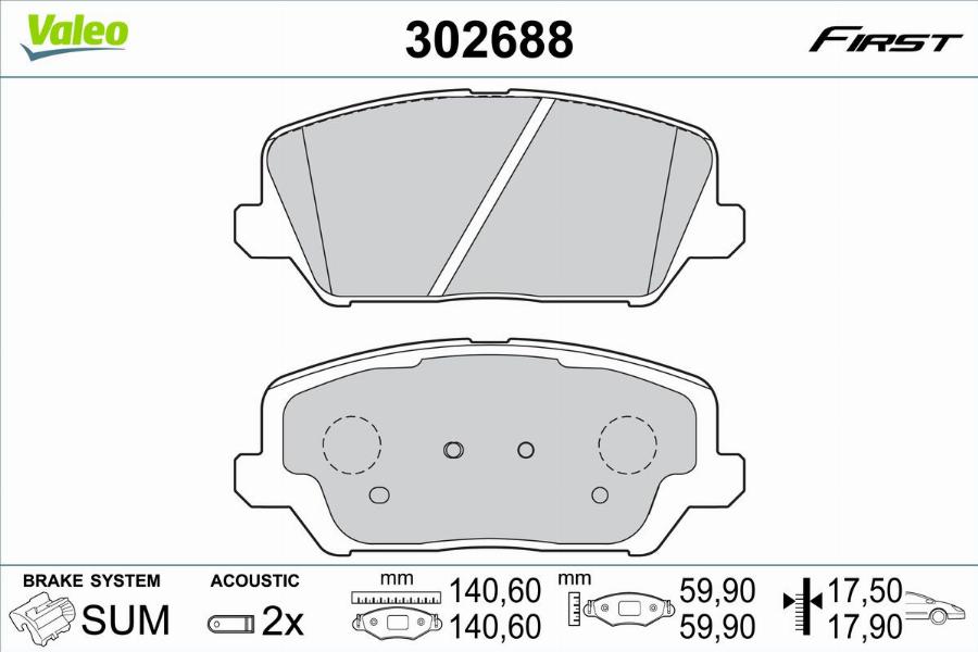 Valeo 302688 - Kit pastiglie freno, Freno a disco www.autoricambit.com