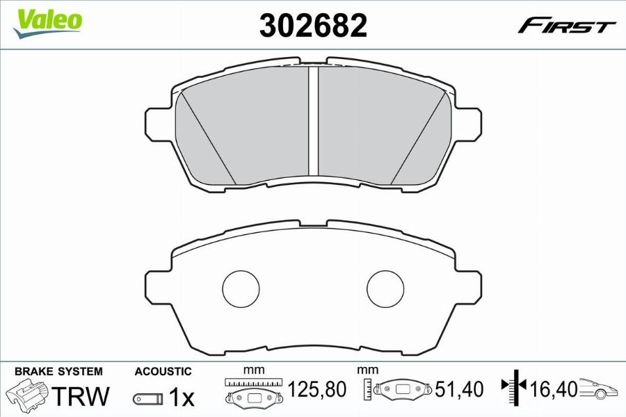 Valeo 302682 - Kit pastiglie freno, Freno a disco www.autoricambit.com