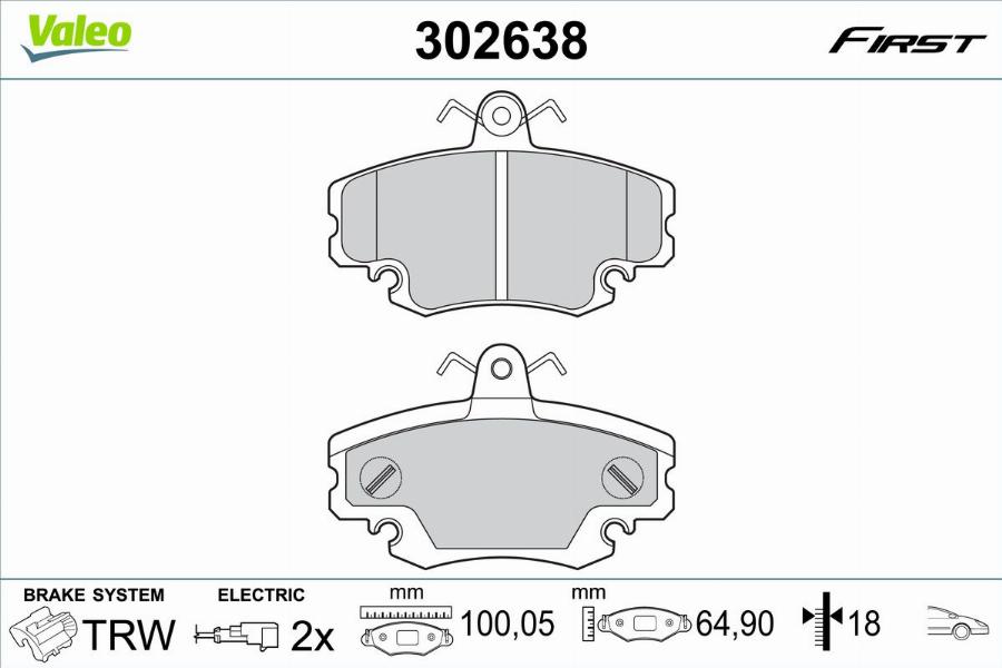 Valeo 302638 - Kit pastiglie freno, Freno a disco www.autoricambit.com