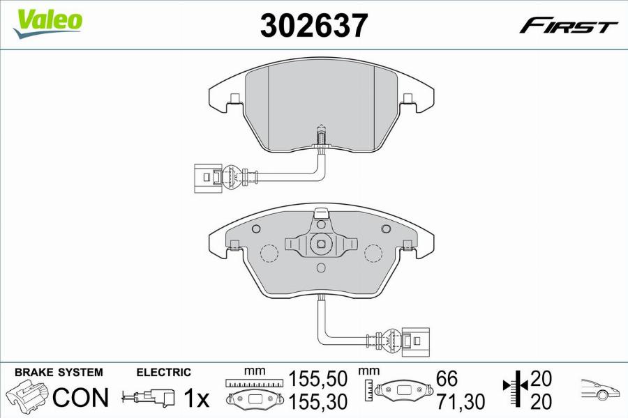 Valeo 302637 - Kit pastiglie freno, Freno a disco www.autoricambit.com