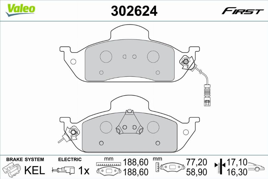 Valeo 302624 - Kit pastiglie freno, Freno a disco www.autoricambit.com