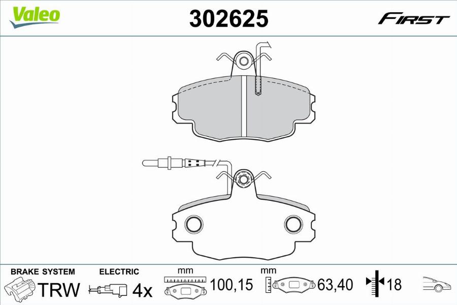 Valeo 302625 - Kit pastiglie freno, Freno a disco www.autoricambit.com