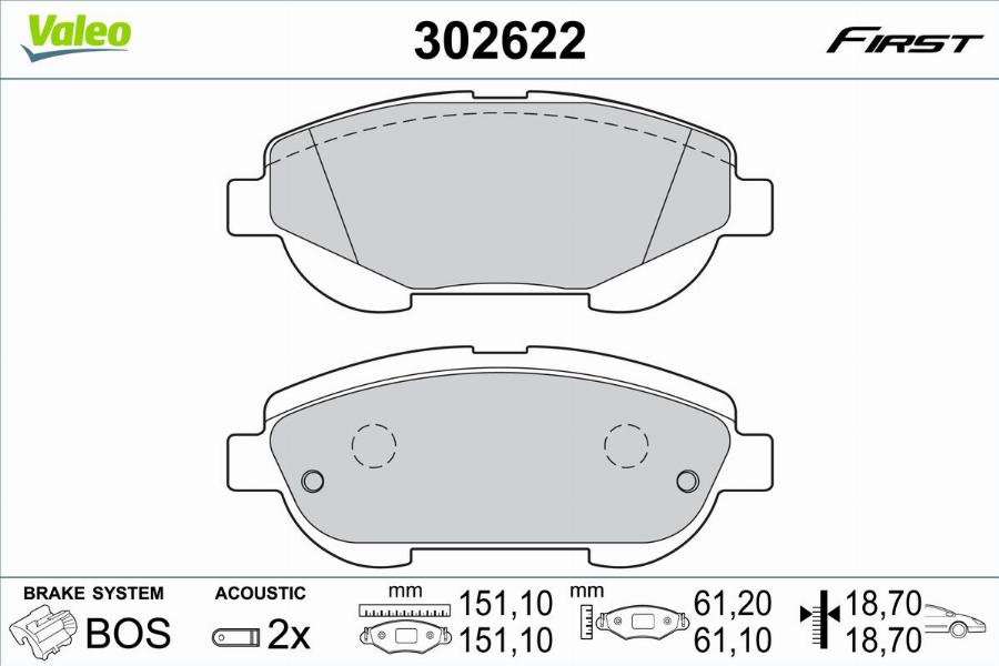 Valeo 302622 - Kit pastiglie freno, Freno a disco www.autoricambit.com