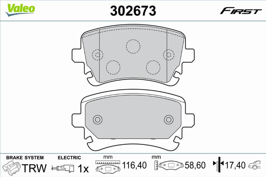 Valeo 302673 - Kit pastiglie freno, Freno a disco www.autoricambit.com