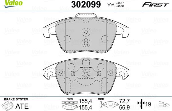 Valeo 302099 - Kit pastiglie freno, Freno a disco www.autoricambit.com