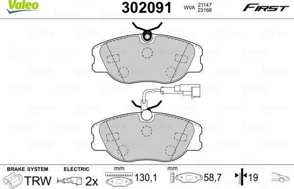 Valeo 302091 - Kit pastiglie freno, Freno a disco www.autoricambit.com