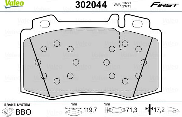 Valeo 302044 - Kit pastiglie freno, Freno a disco www.autoricambit.com