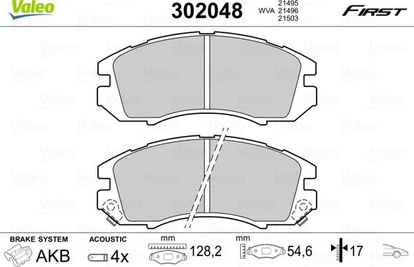 Valeo 302048 - Kit pastiglie freno, Freno a disco www.autoricambit.com