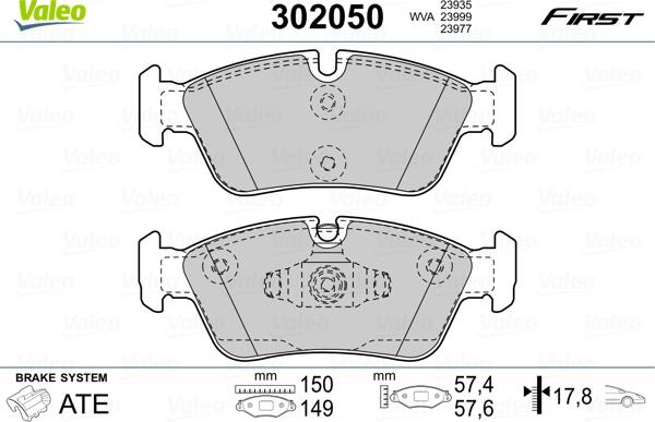 Valeo 302050 - Kit pastiglie freno, Freno a disco www.autoricambit.com