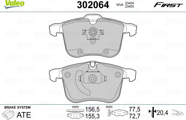 Valeo 302064 - Kit pastiglie freno, Freno a disco www.autoricambit.com