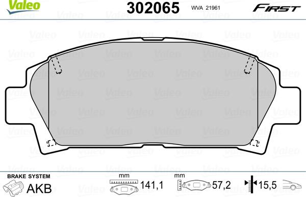 Valeo 302065 - Kit pastiglie freno, Freno a disco www.autoricambit.com