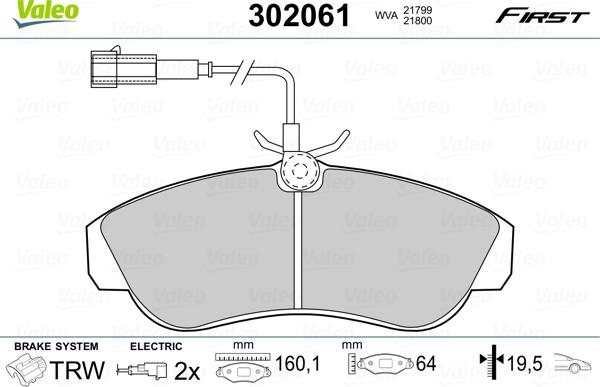 Valeo 302061 - Kit pastiglie freno, Freno a disco www.autoricambit.com