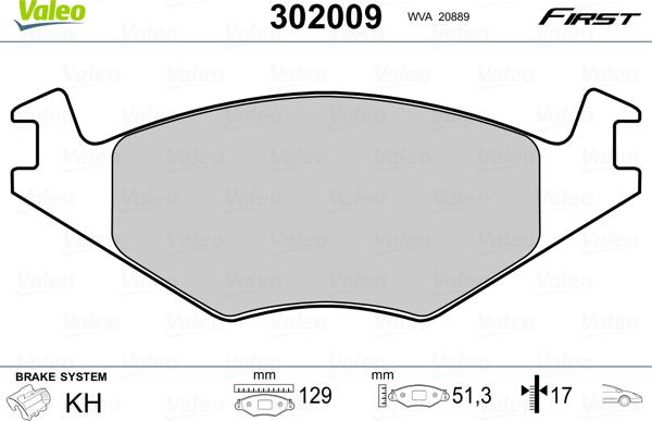 Valeo 302009 - Kit pastiglie freno, Freno a disco www.autoricambit.com